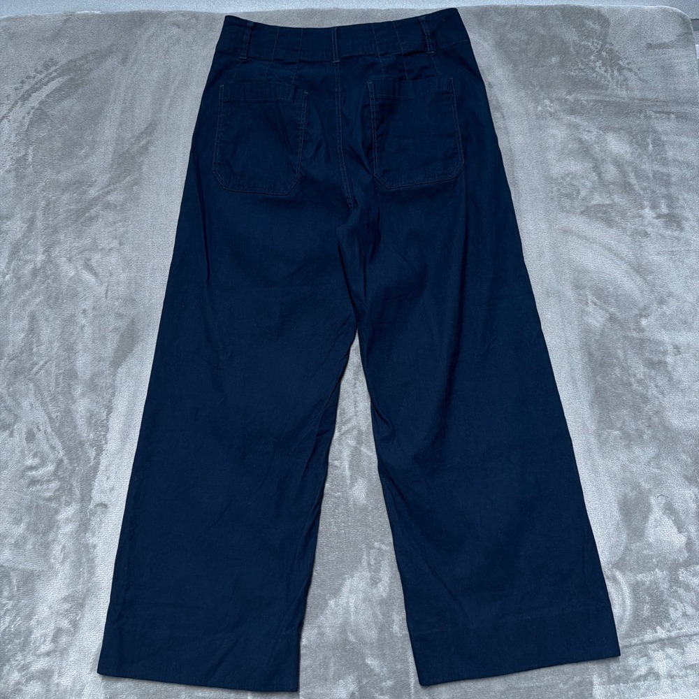Maeve The Colette Pants Womens 32 Navy Blue Star Embroidered Wide Leg Cropped - Picture 3 of 14